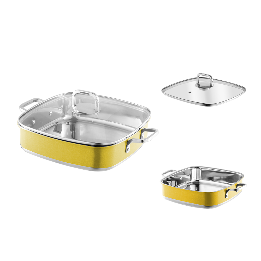 Yapamit Square Thép không gỉ 3 PLY TOWLEWTHEDITY SET Bếp Stew Pot