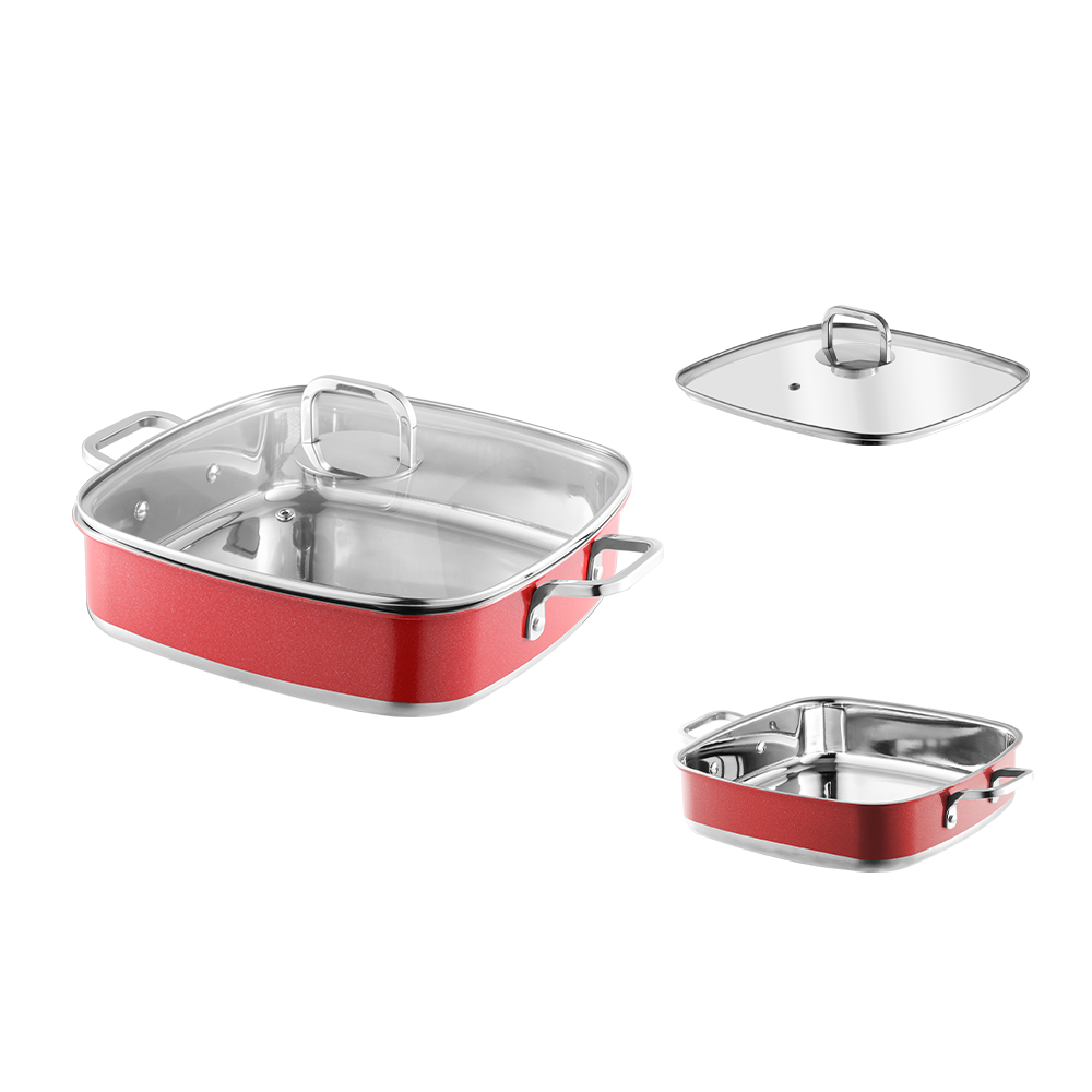 Yapamit Square Thép không gỉ 3 PLY TOWLEWTHEDITY SET Bếp Stew Pot